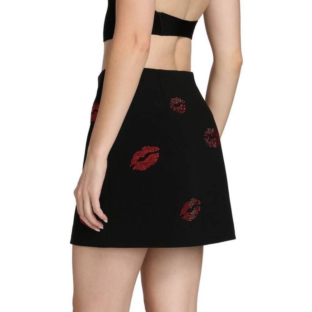 Cinq a Sept Kissing Booth Doris Crystal Jean Skirt in Black 4 - Picture 3 of 5